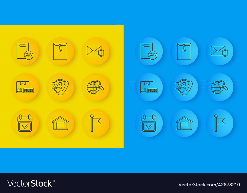 Set line calendar with check mark cardboard box vector image Set line calendar with check mark cardboard box
