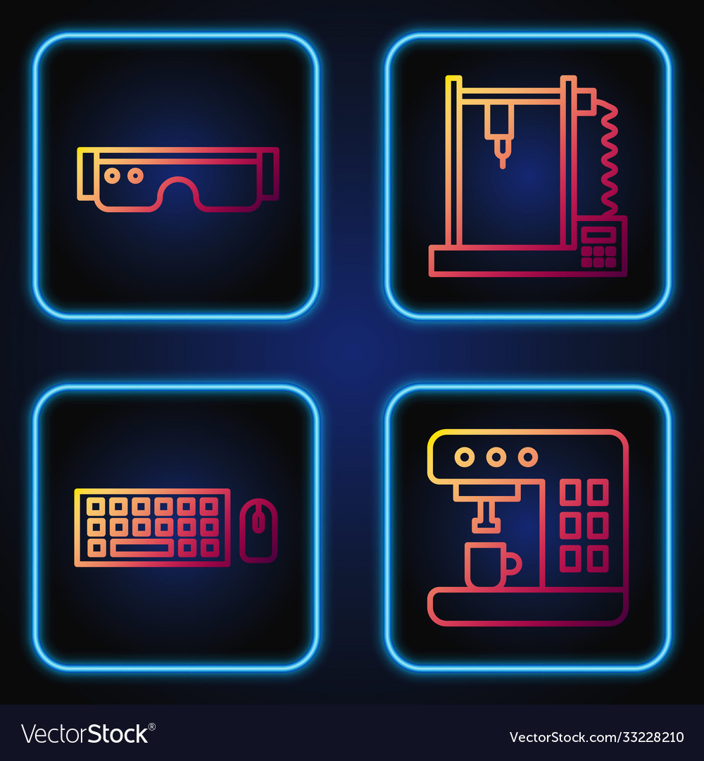 Set line coffee machine keyboard and mouse smart vector image Set line coffee machine keyboard and mouse smart