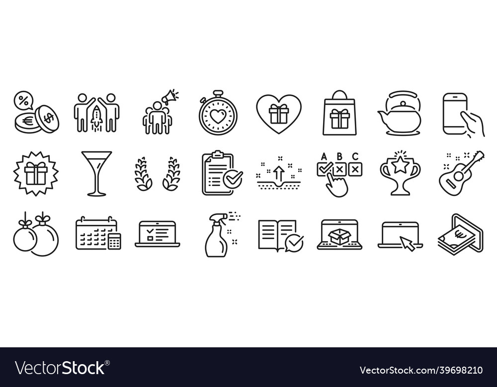 Set of line icons such as approved documentation