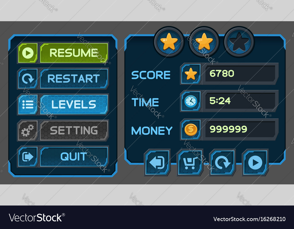 Space Game UI Buttons