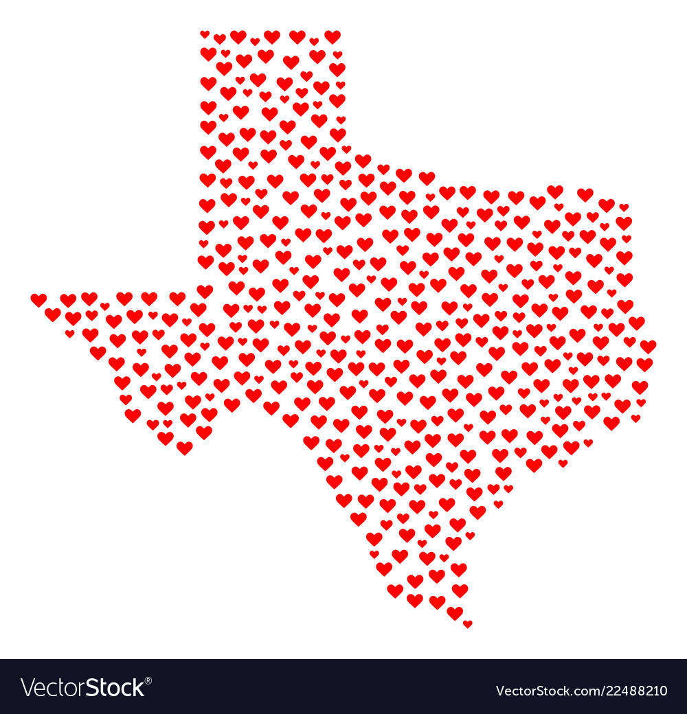 Texas Heart Map - Valentine Collage