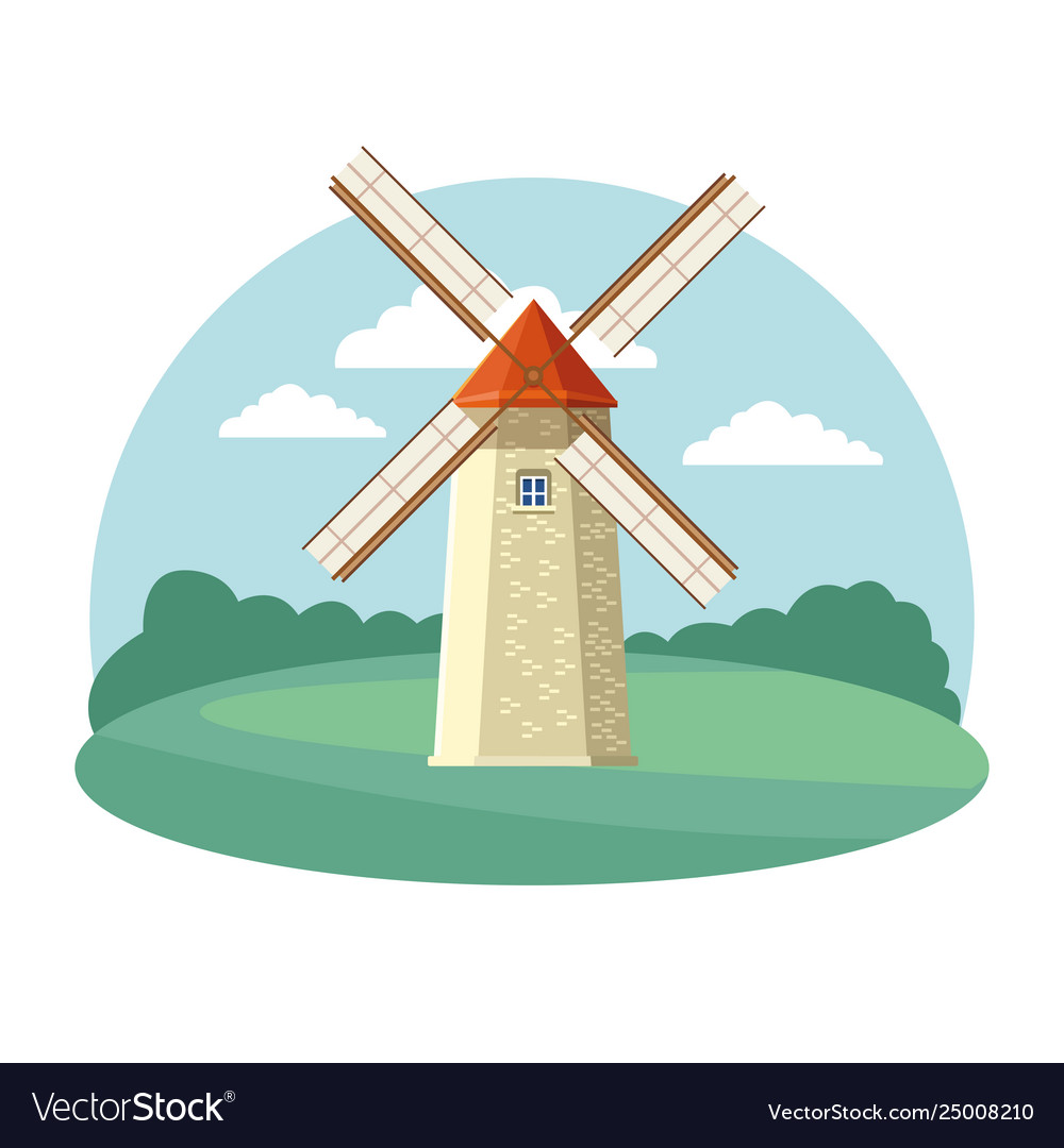 Windmill icon cartoon Royalty Free Vector Image