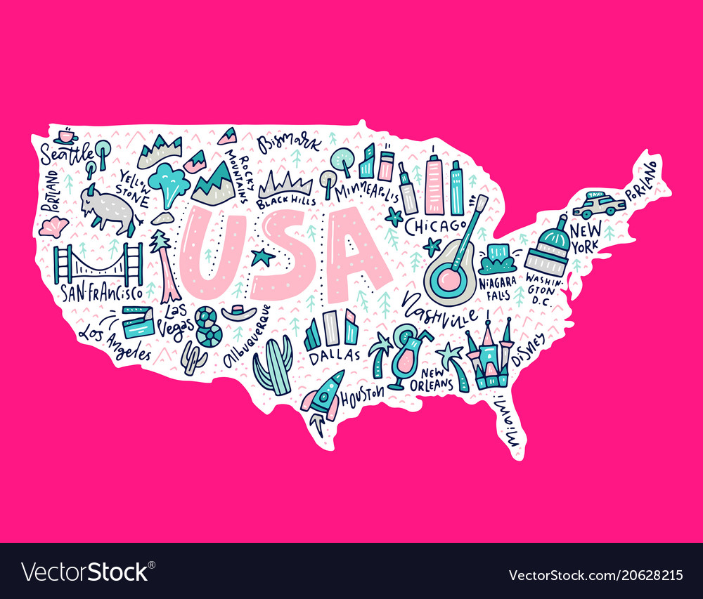 Cartoon Map Of Usa – Map Vector