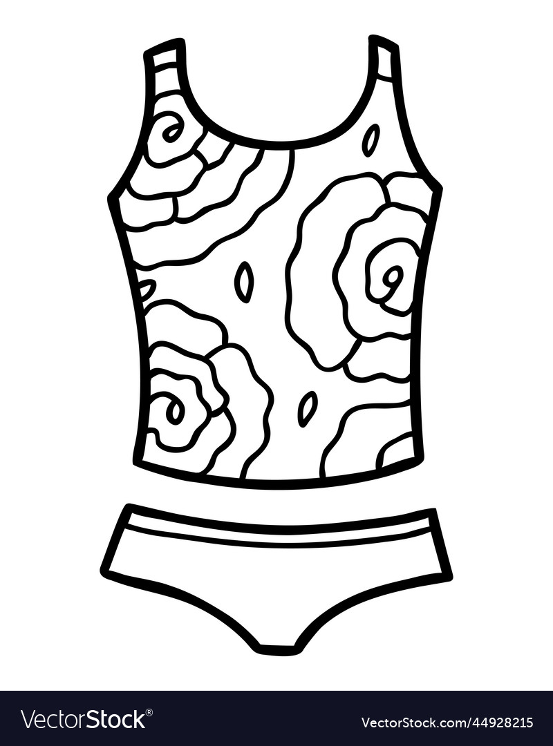 Coloring Book Tankini Women Swimsuit Royalty Free Vector 9167