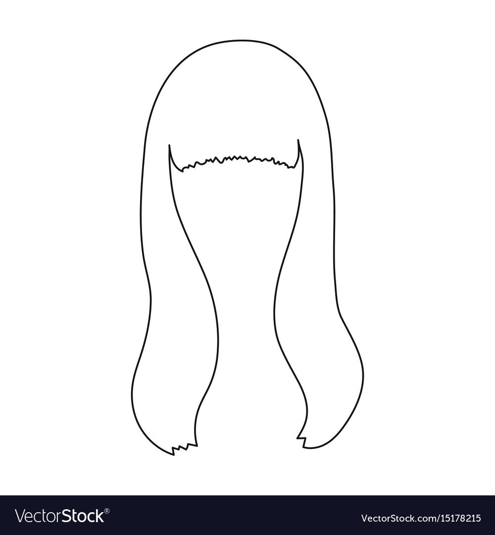 Dark Longback Hairstyle Single Icon In Outline Vector Image