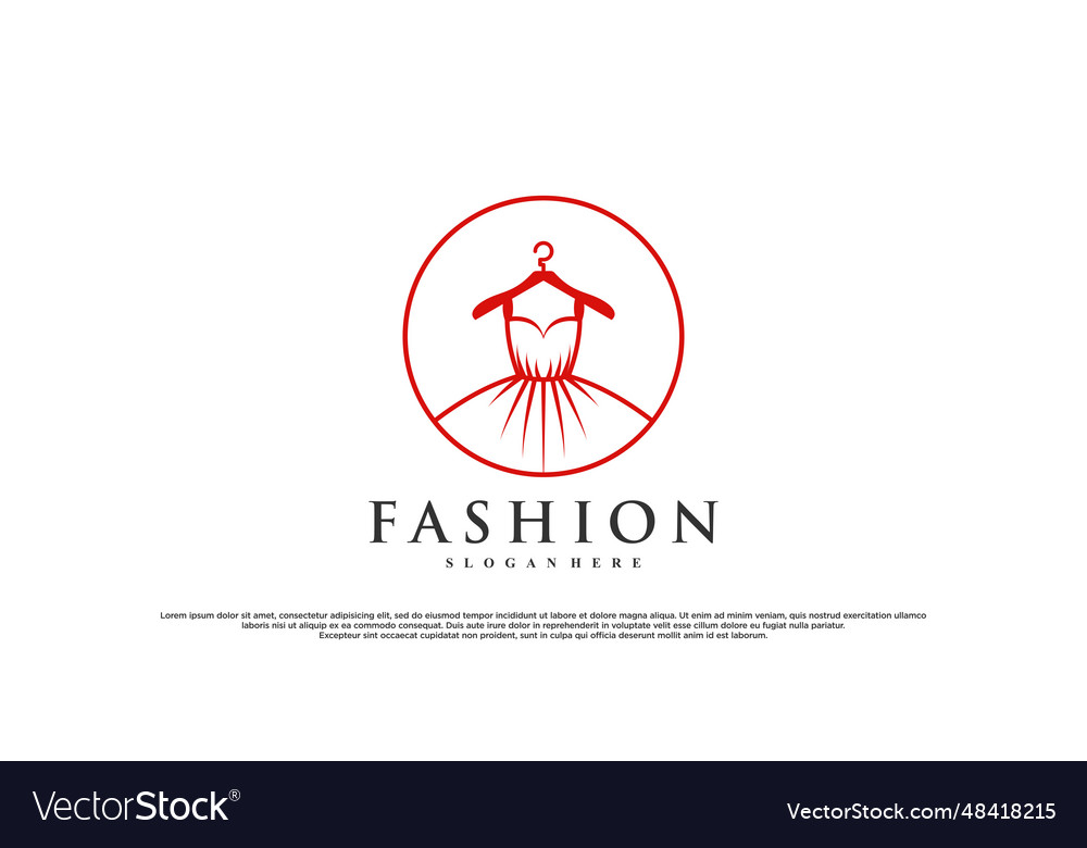 Fashion Logo Design With Dress Fashion Premium Vector Image