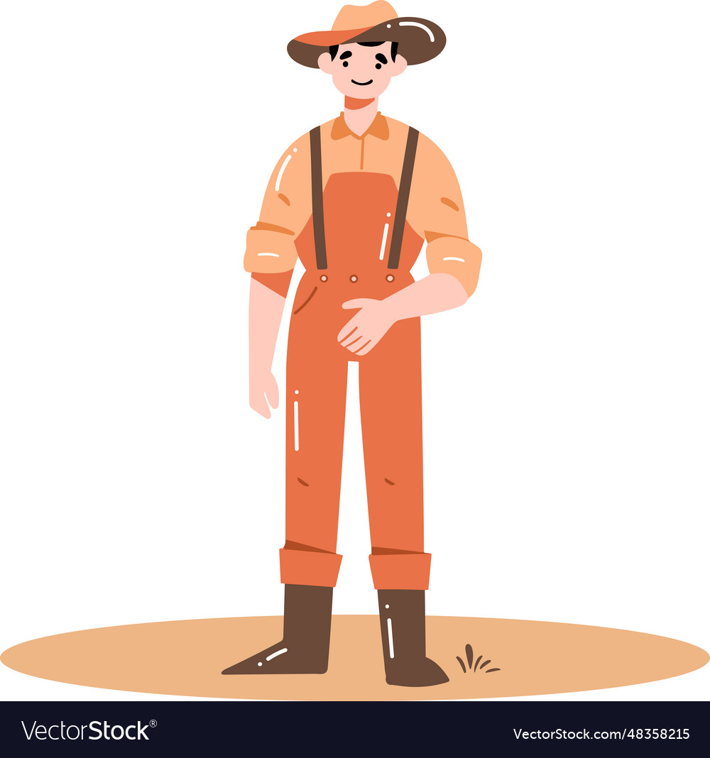 Hand drawn happy male farmer in flat style