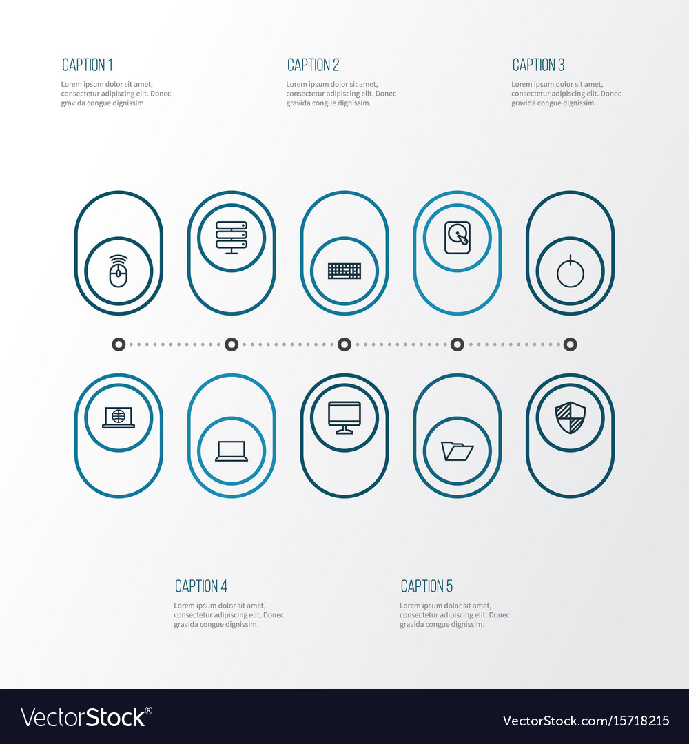 Hardware outline icons set collection of file
