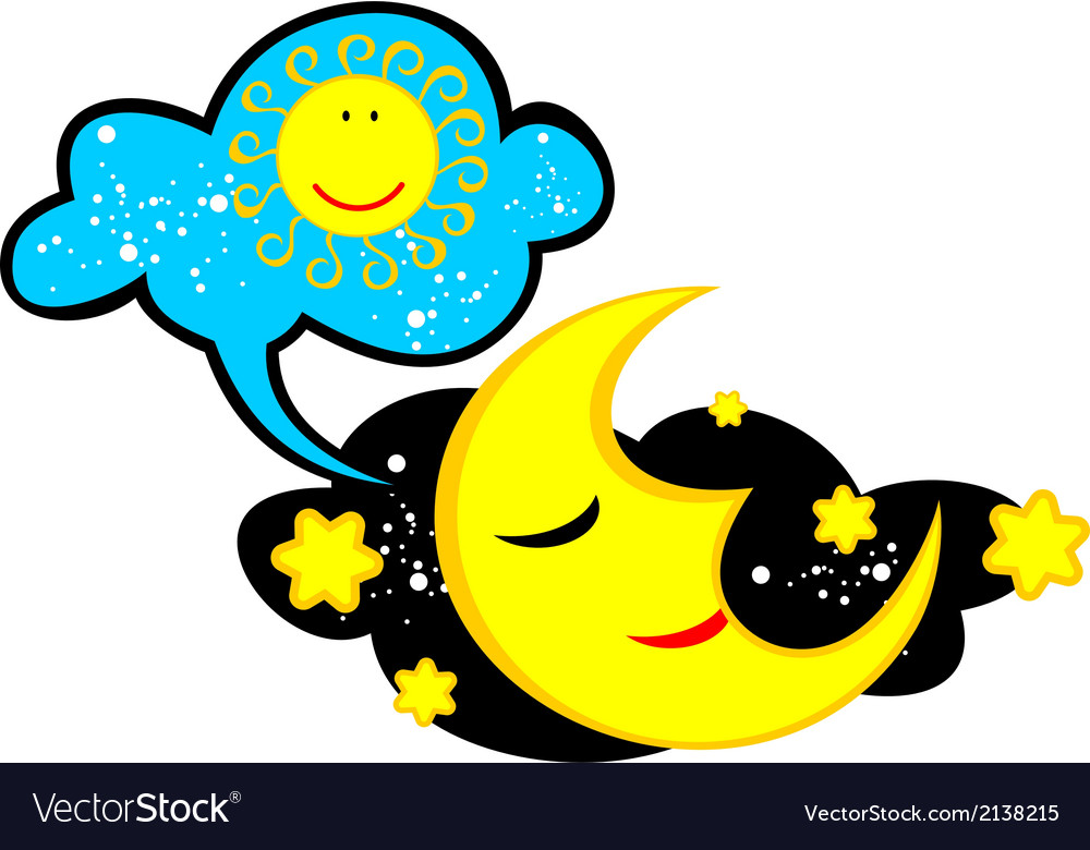 Image of the moon that thinks about sun Royalty Free Vector