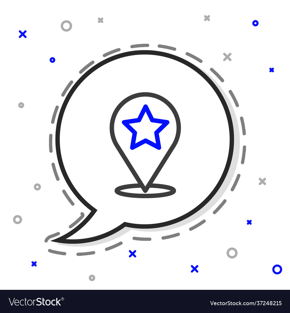 Line map pointer with star icon isolated on white vector image Line map pointer with star icon isolated on white