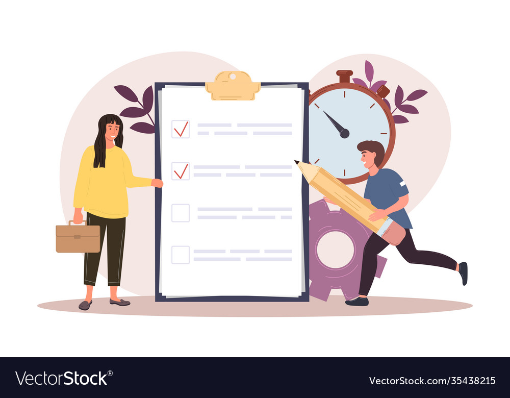 Man from fast service is running with big pencil vector image Man from fast service is running with big pencil