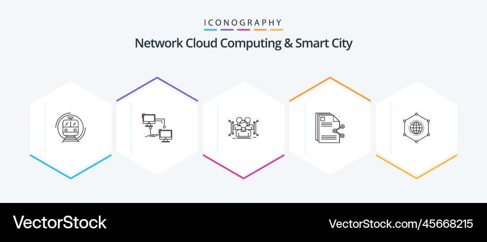 Network cloud computing and smart city 25 line Vector Image