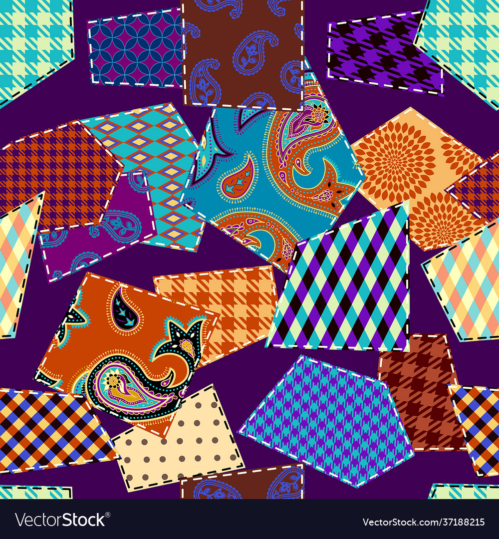 Patchwork textile pattern seamless quilting