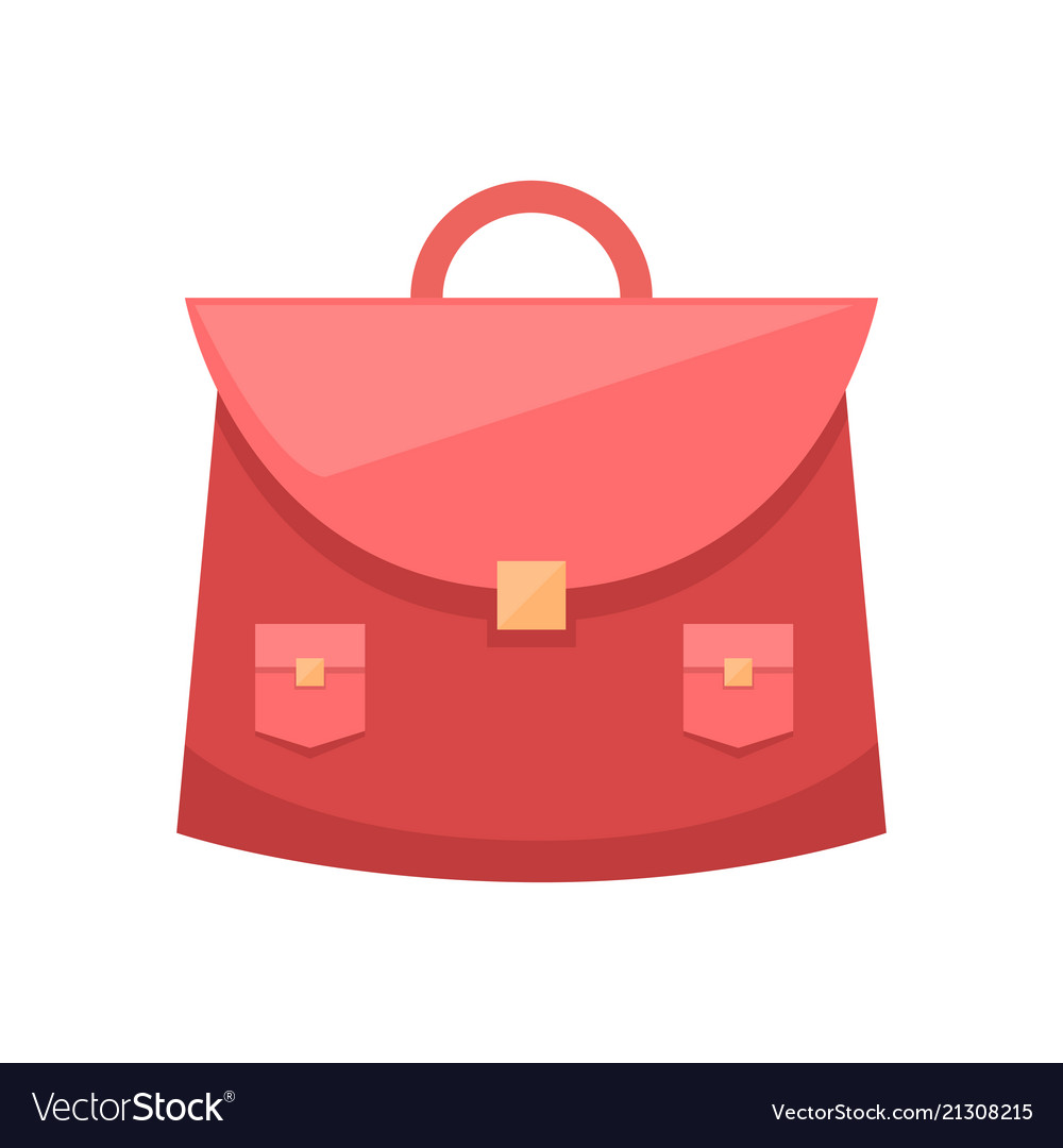 Red schoolgirl bag with metal clip and two pockets