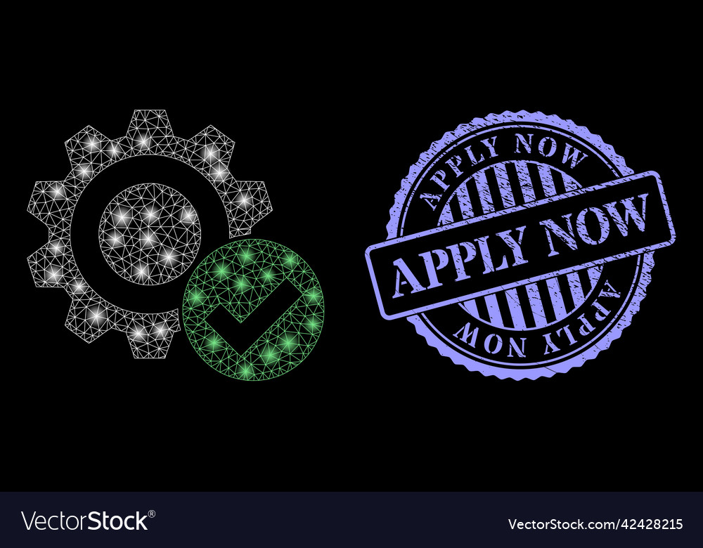Scratched apply now badge and constellation net