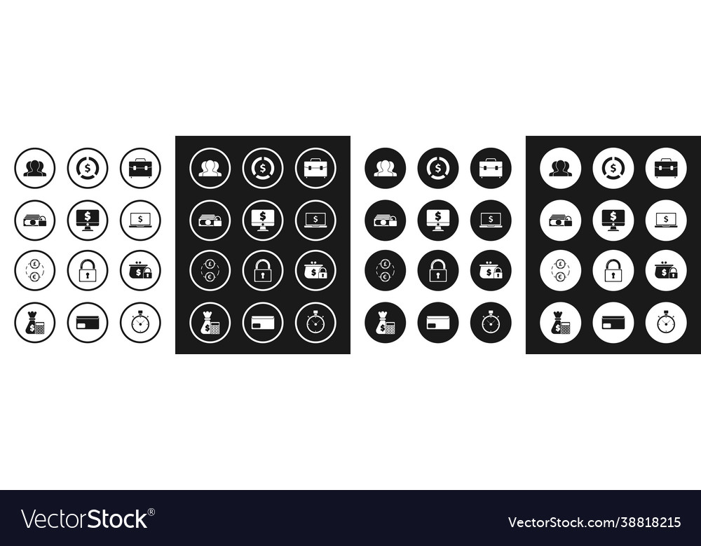 Set briefcase computer monitor with dollar symbol vector image Set briefcase computer monitor with dollar symbol