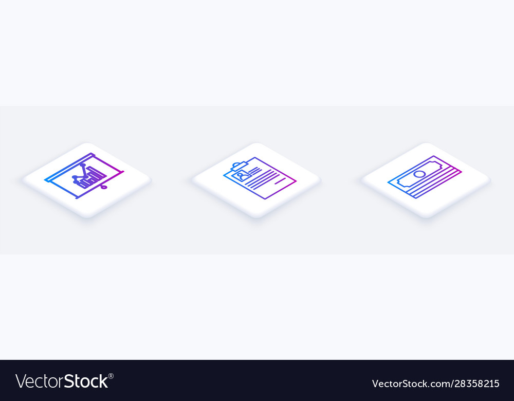 Set isometric line board with graph chart vector image Set isometric line board with graph chart