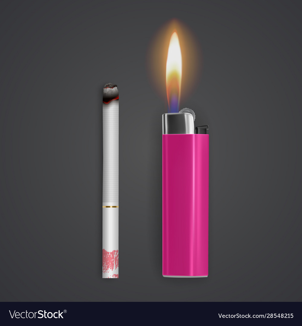 Set realistic cigarette with lipstick print