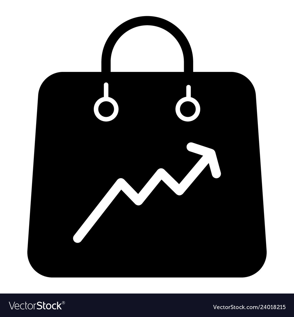 Shopping bag with a graph solid icon package Vector Image Shopping bag with a graph solid icon package