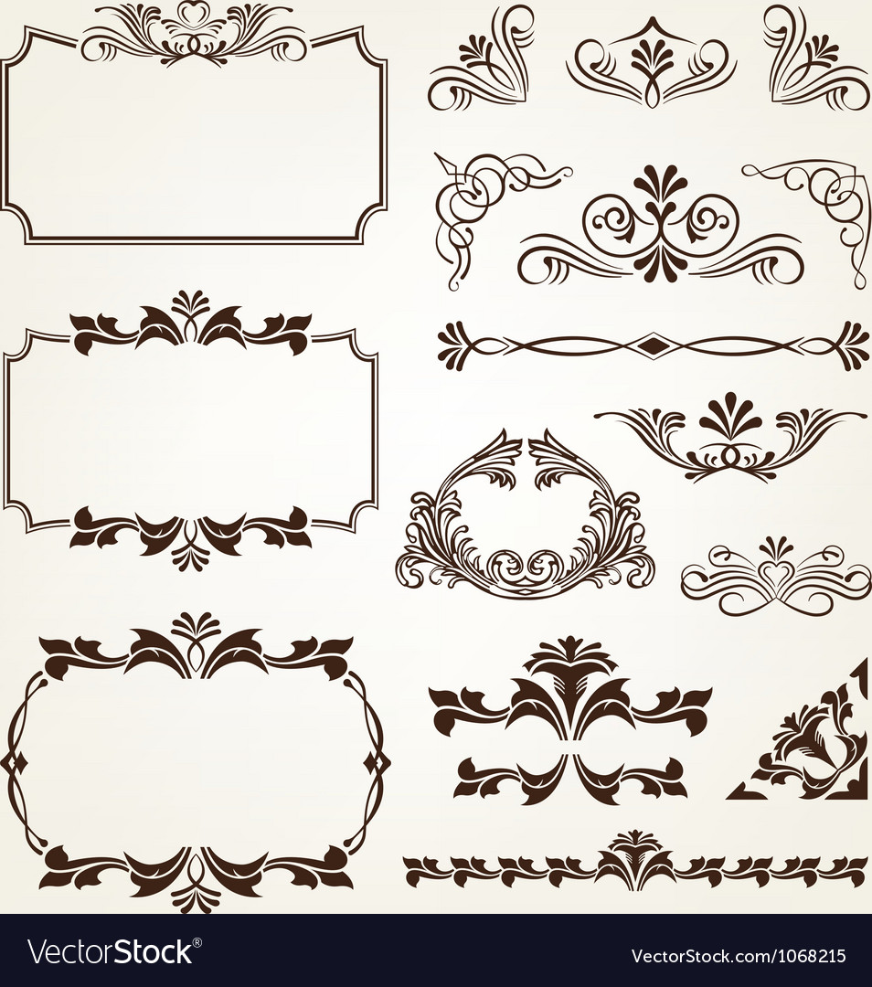 Download Vintage retro calligraphic borders Royalty Free Vector Image