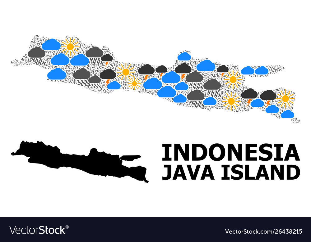 Weather mosaic map java island vector image Weather mosaic map java island