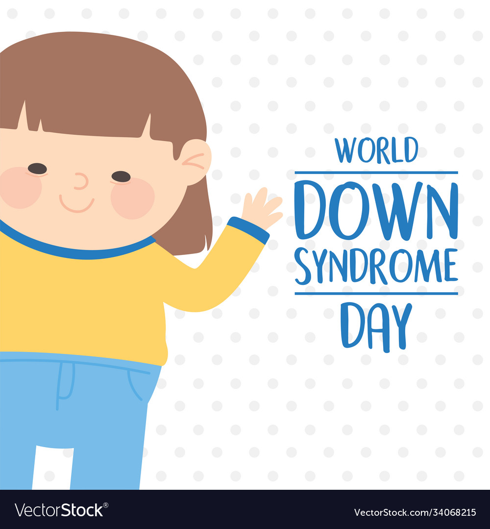 World down syndrome day cute girl cartoon dotted Vector Image