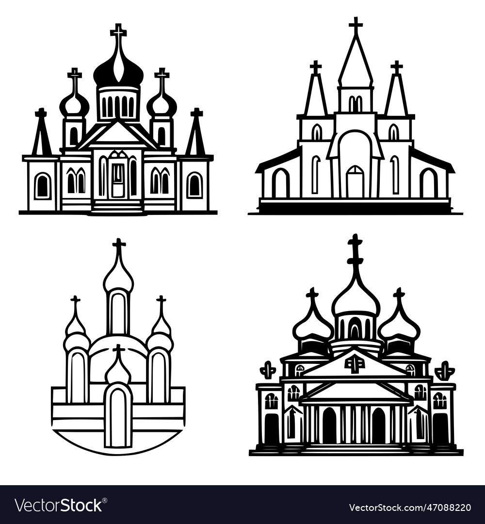 A set of icons logo of the orthodox church Vector Image