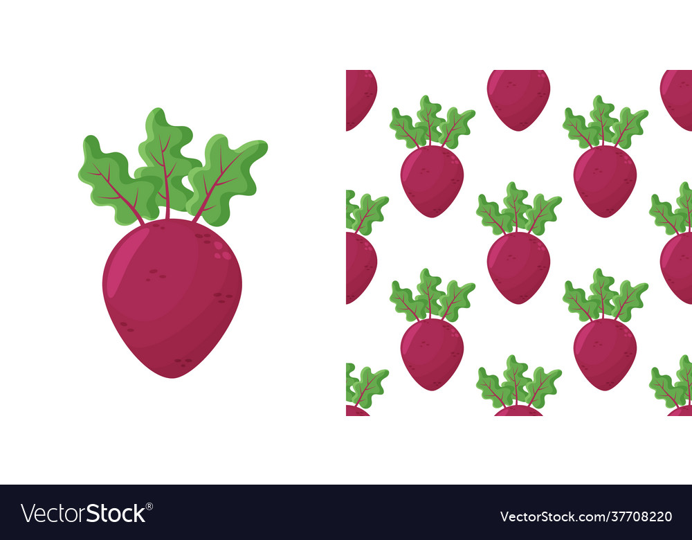 Beet root flat design pattern vector image Beet root flat design pattern