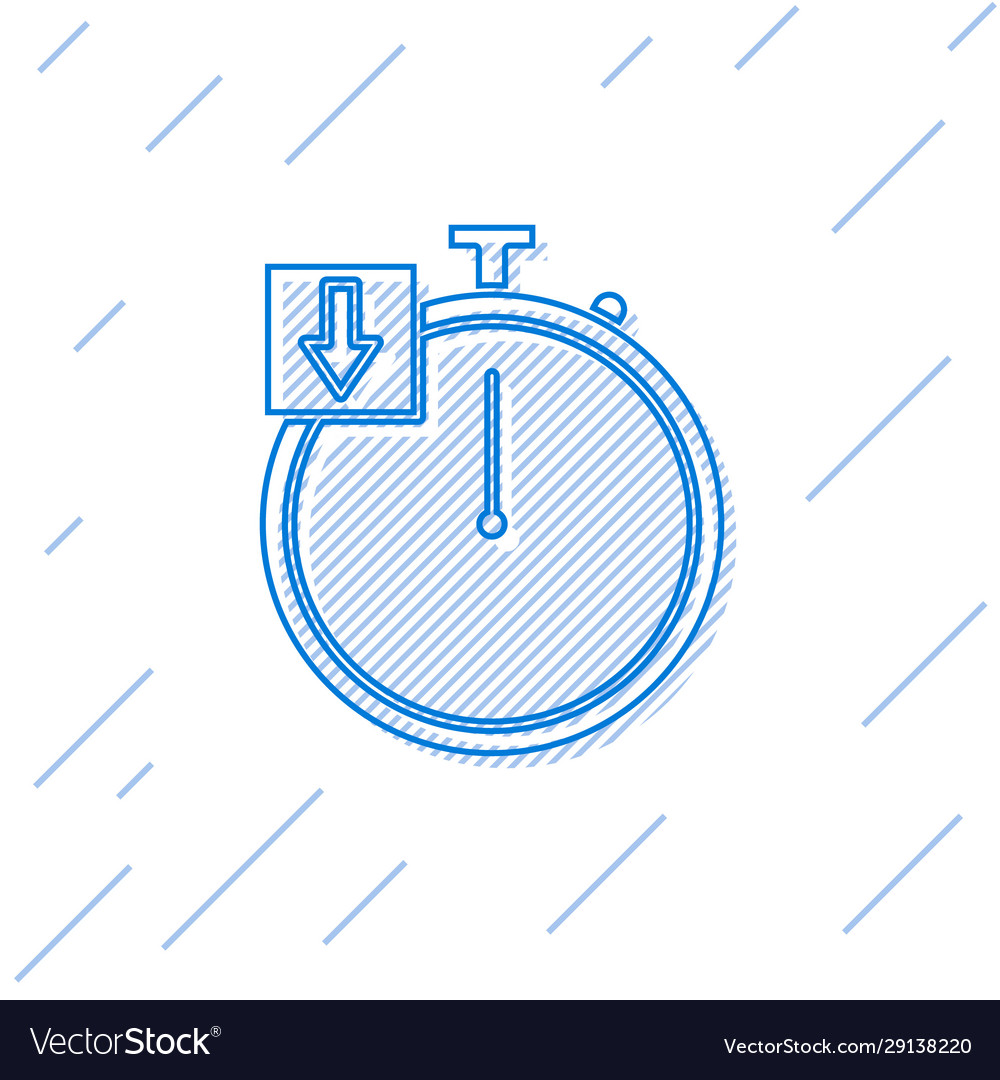 Blue line stopwatch icon isolated on white Vector Image Blue line stopwatch icon isolated on white
