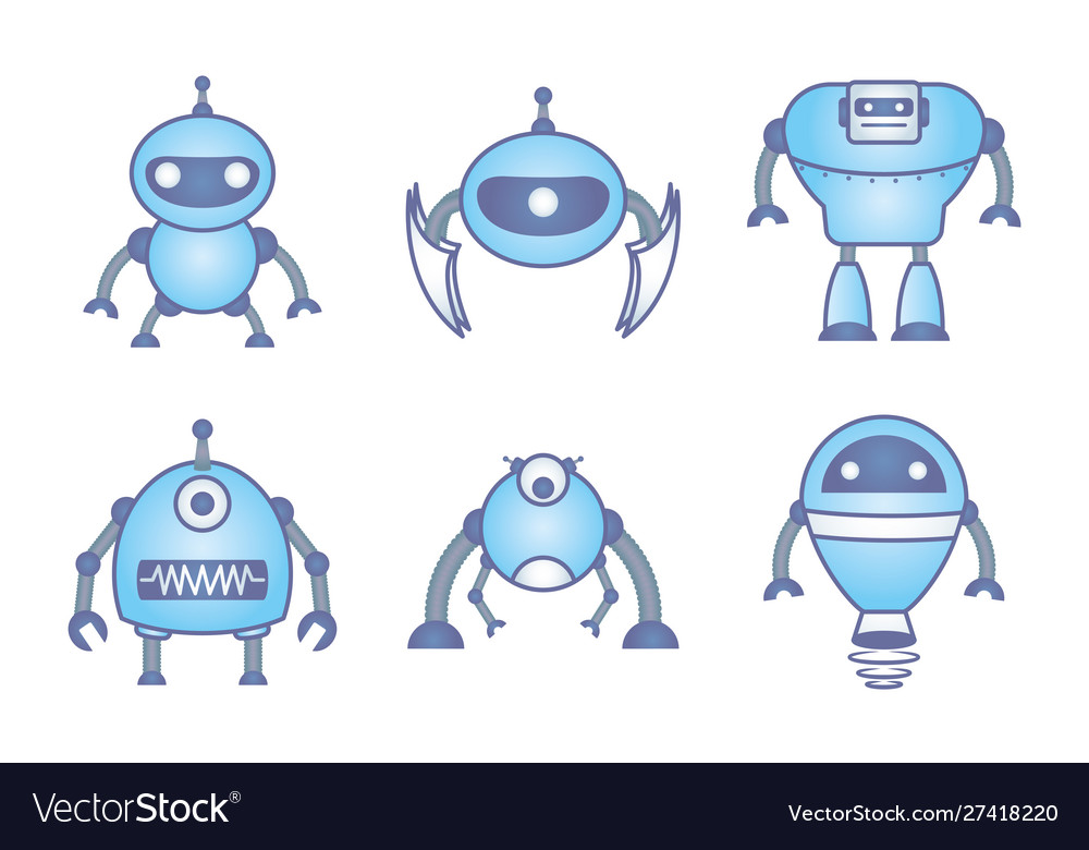 Bundle robots cyborg set icons