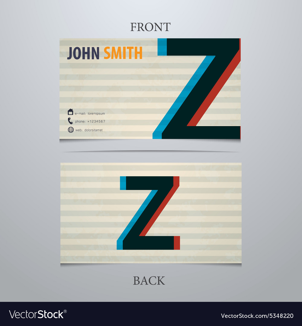 Business card template letter z Royalty Free Vector Image