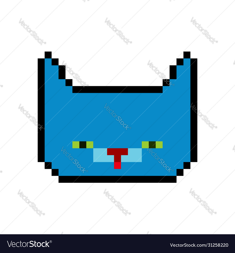 Cat face pixel art pet head pixelated old game Vector Image