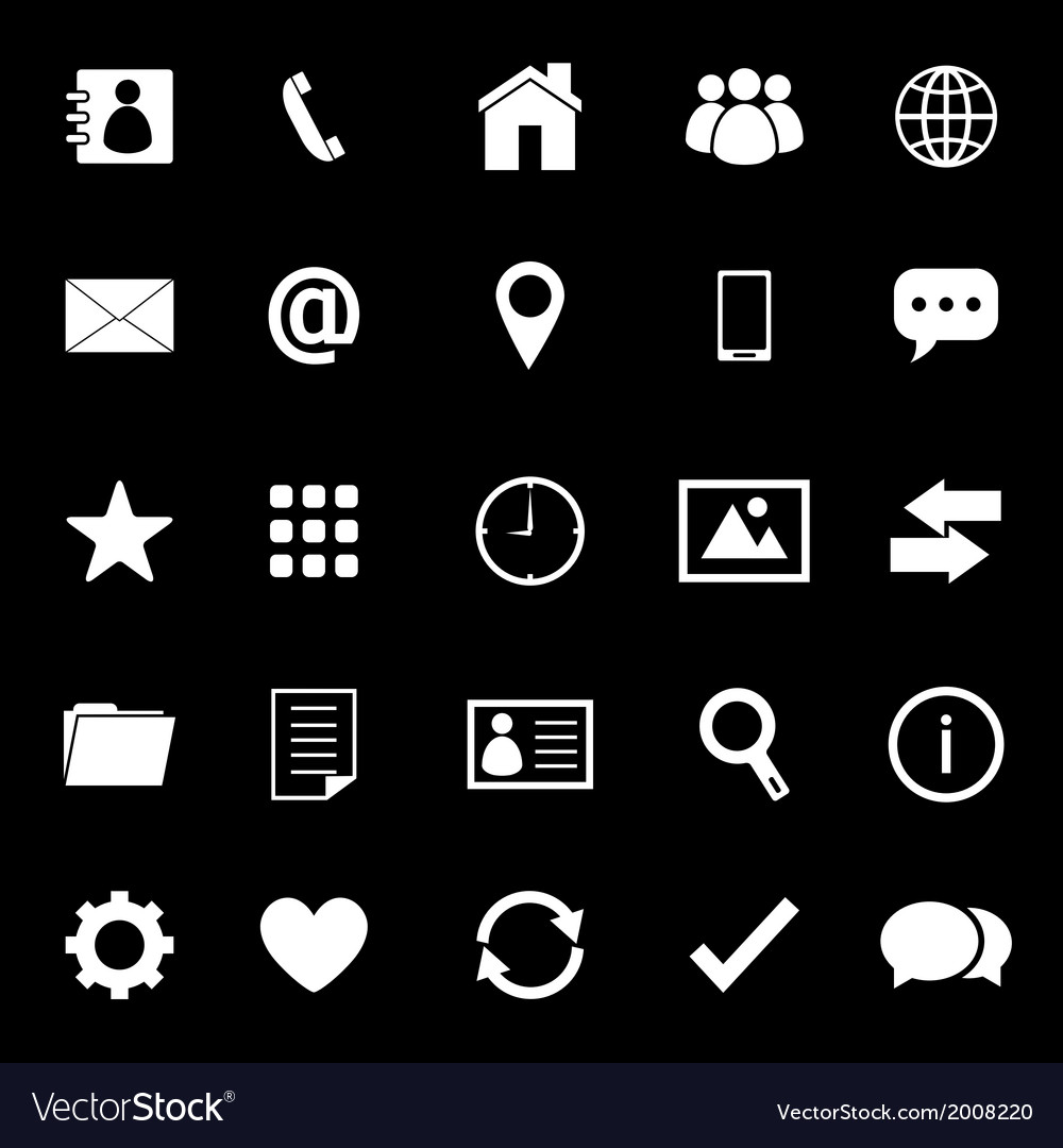 Contact icons on black background Royalty Free Vector Image