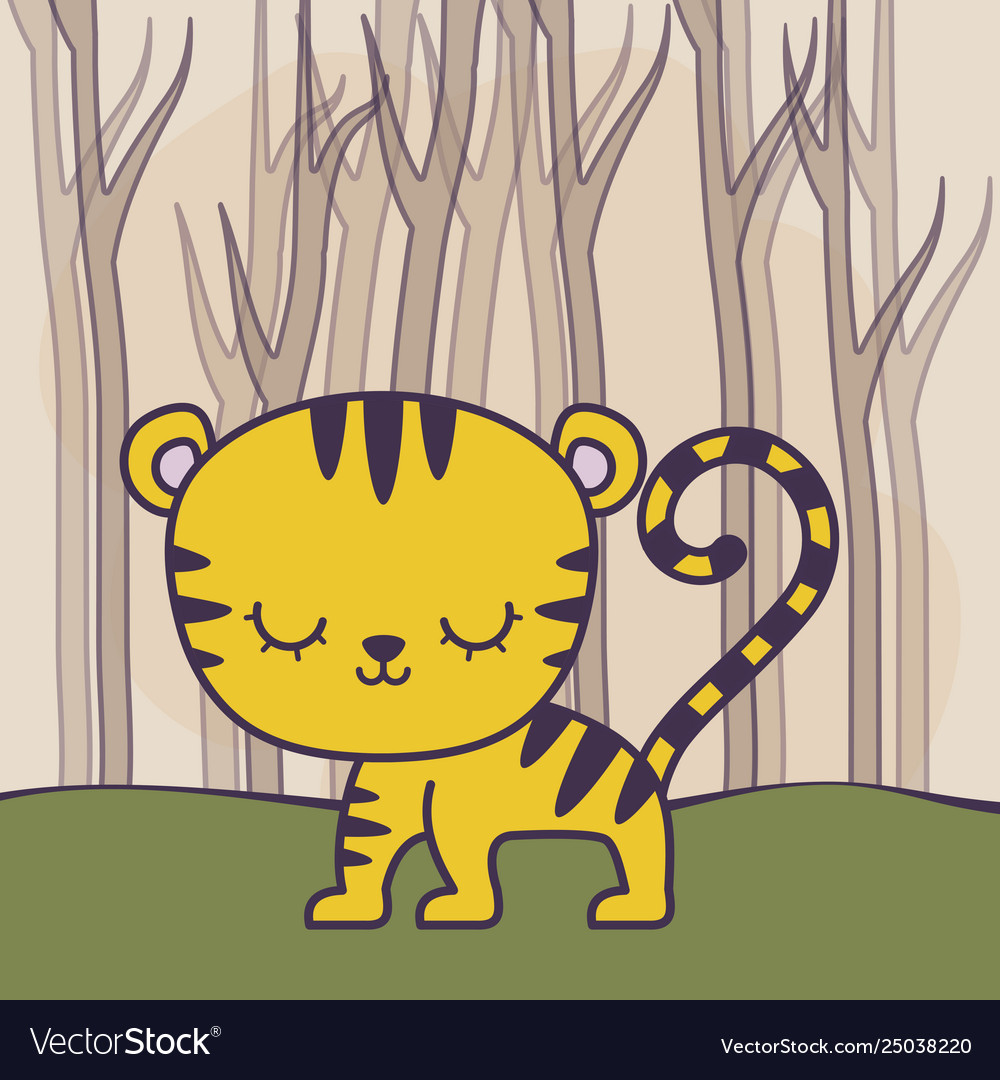 Cute tiger in forest scene