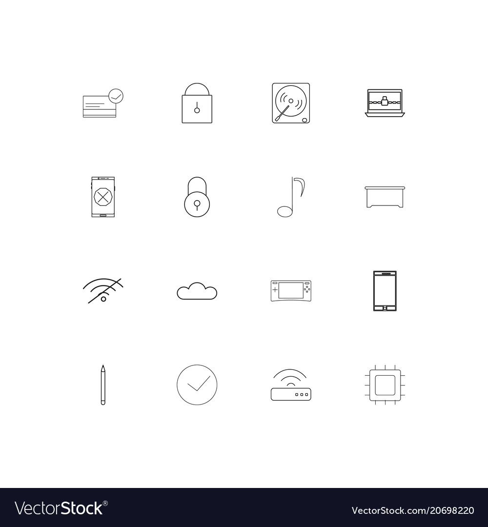 Devices simple linear icons set outlined