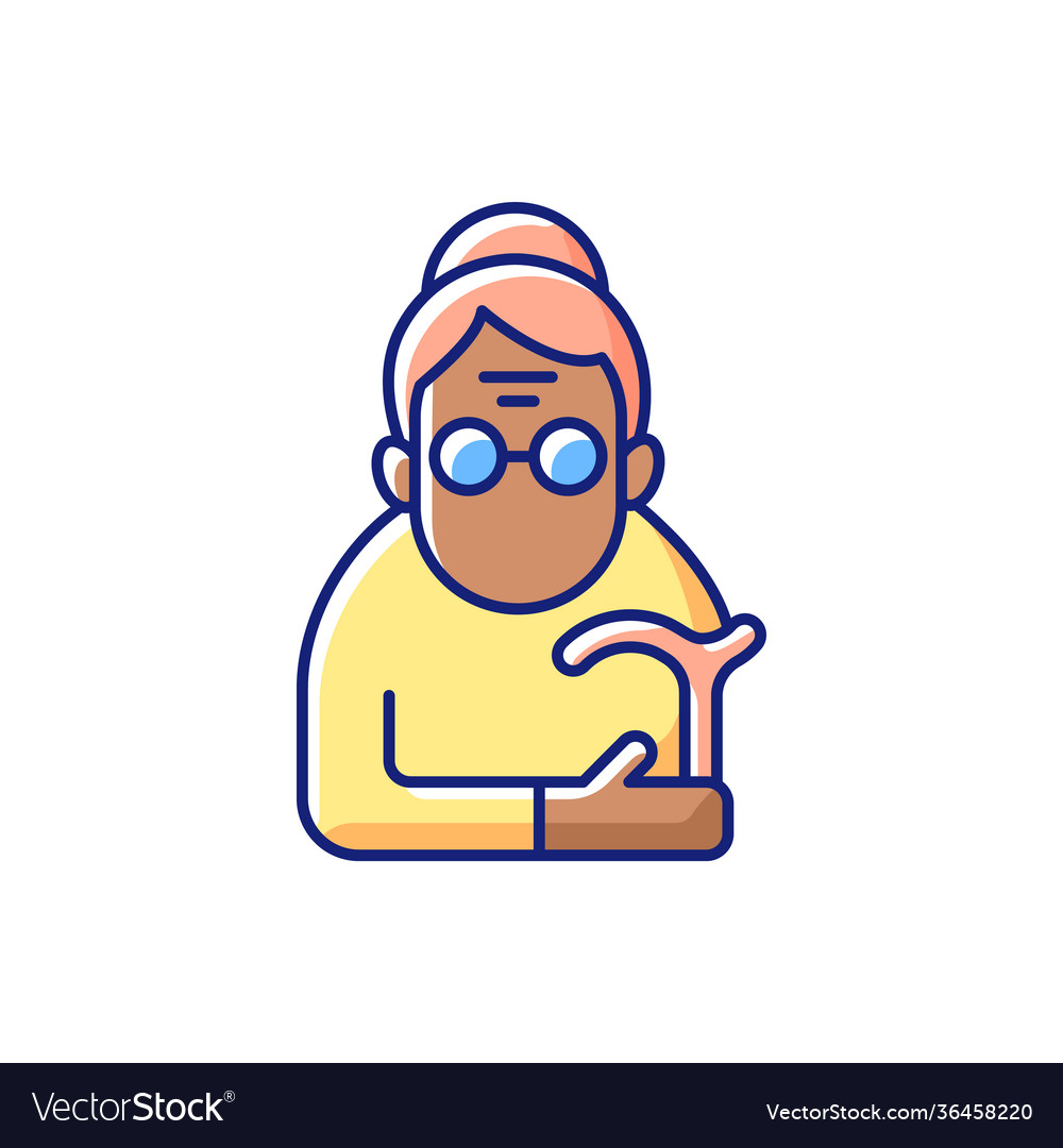 Female pensioner rgb color icon Royalty Free Vector Image