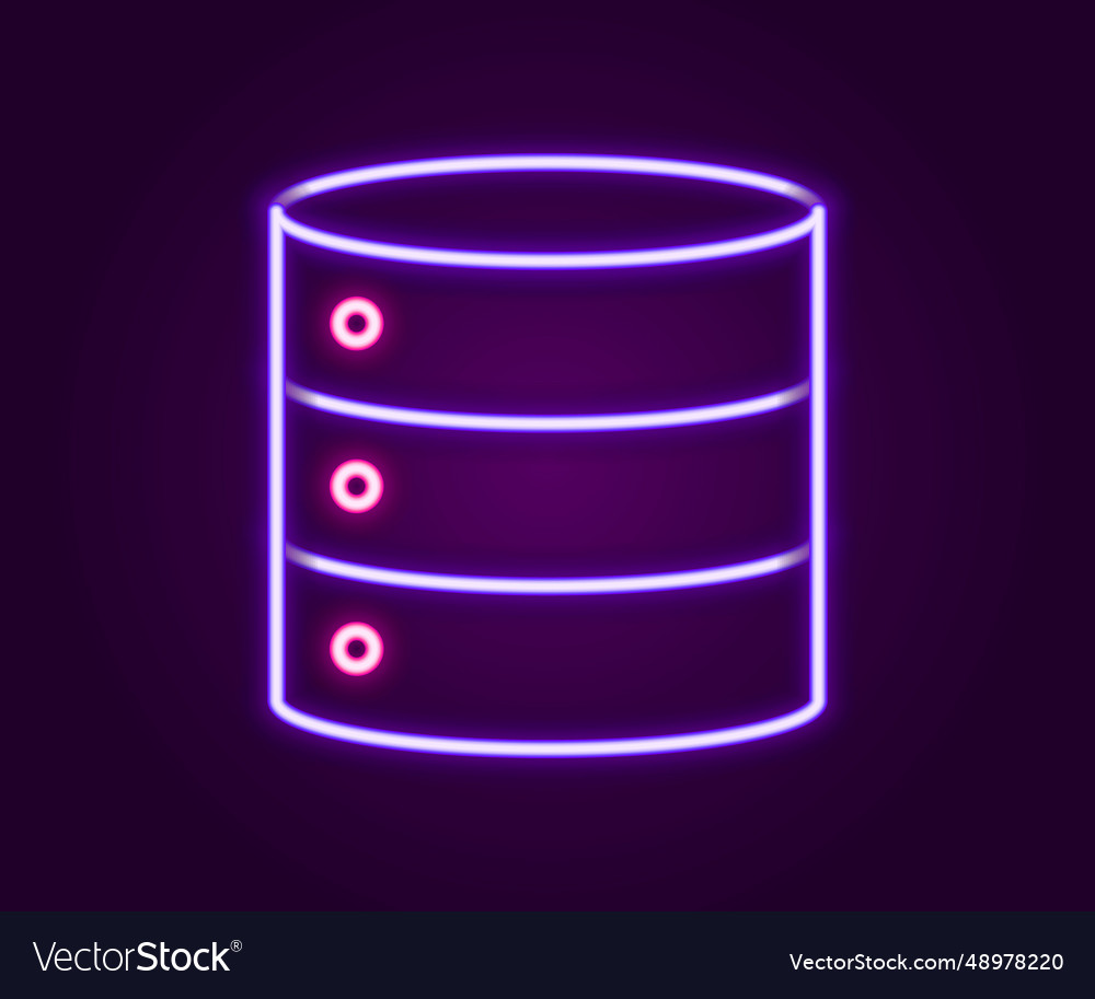 Glowing neon line server data web hosting icon