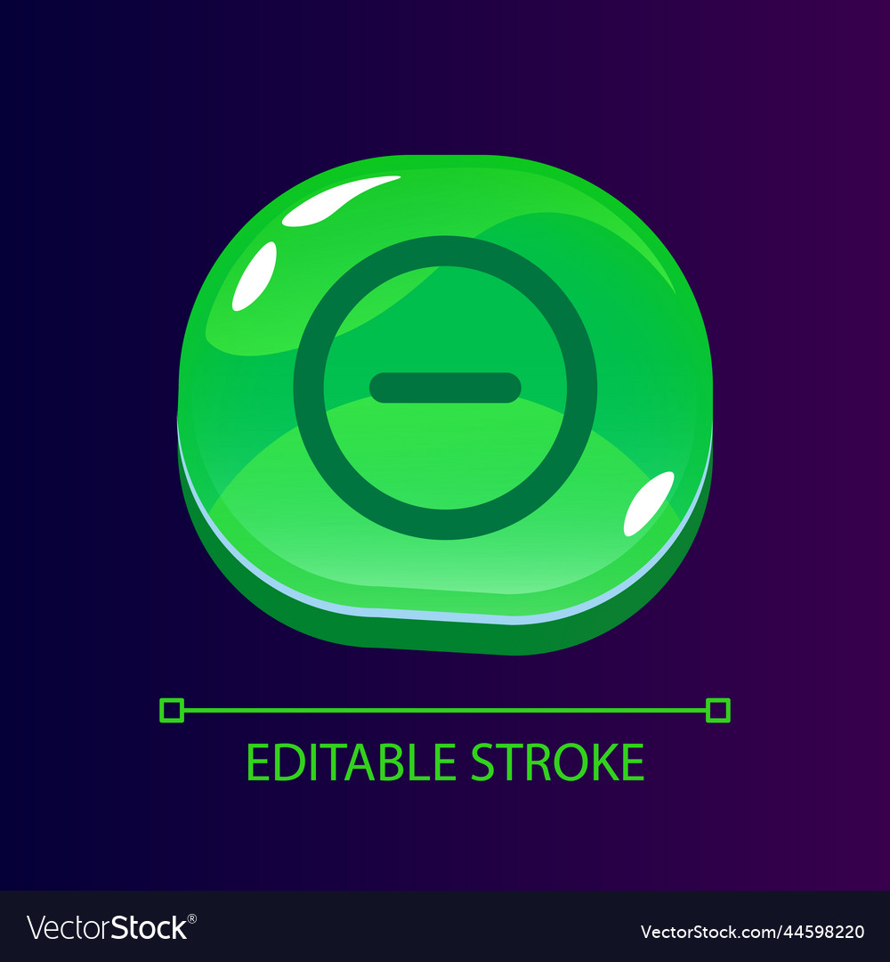 Minus glossy ui button with linear icon vector image Minus glossy ui button with linear icon