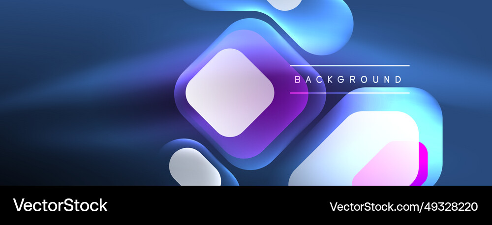 Neon lines squares and round shapes abstract Vector Image