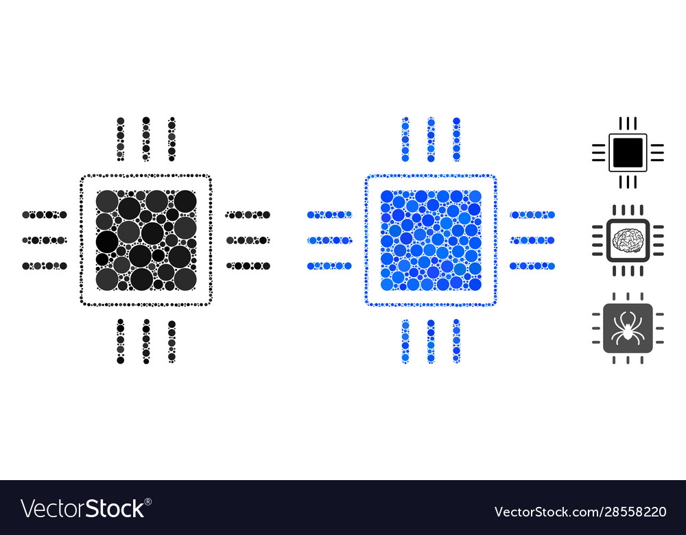 Processor mosaic icon circle dots vector image Processor mosaic icon circle dots