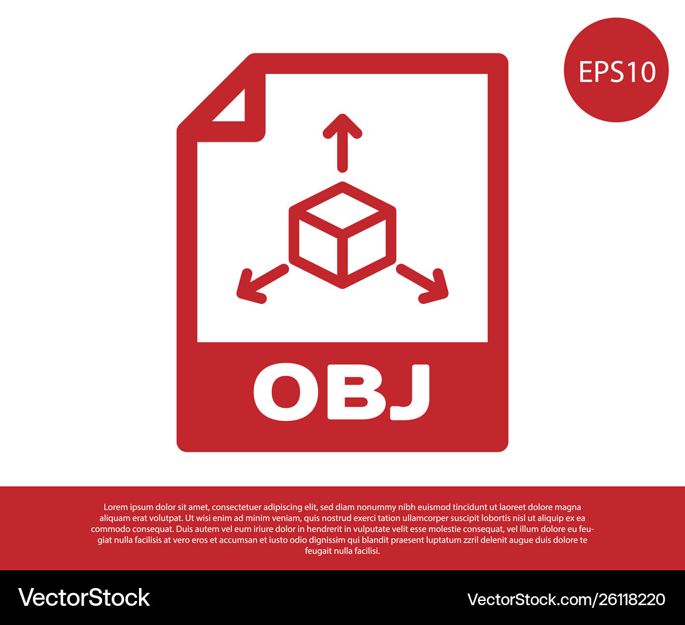 Red obj file document icon download obj button Vector Image