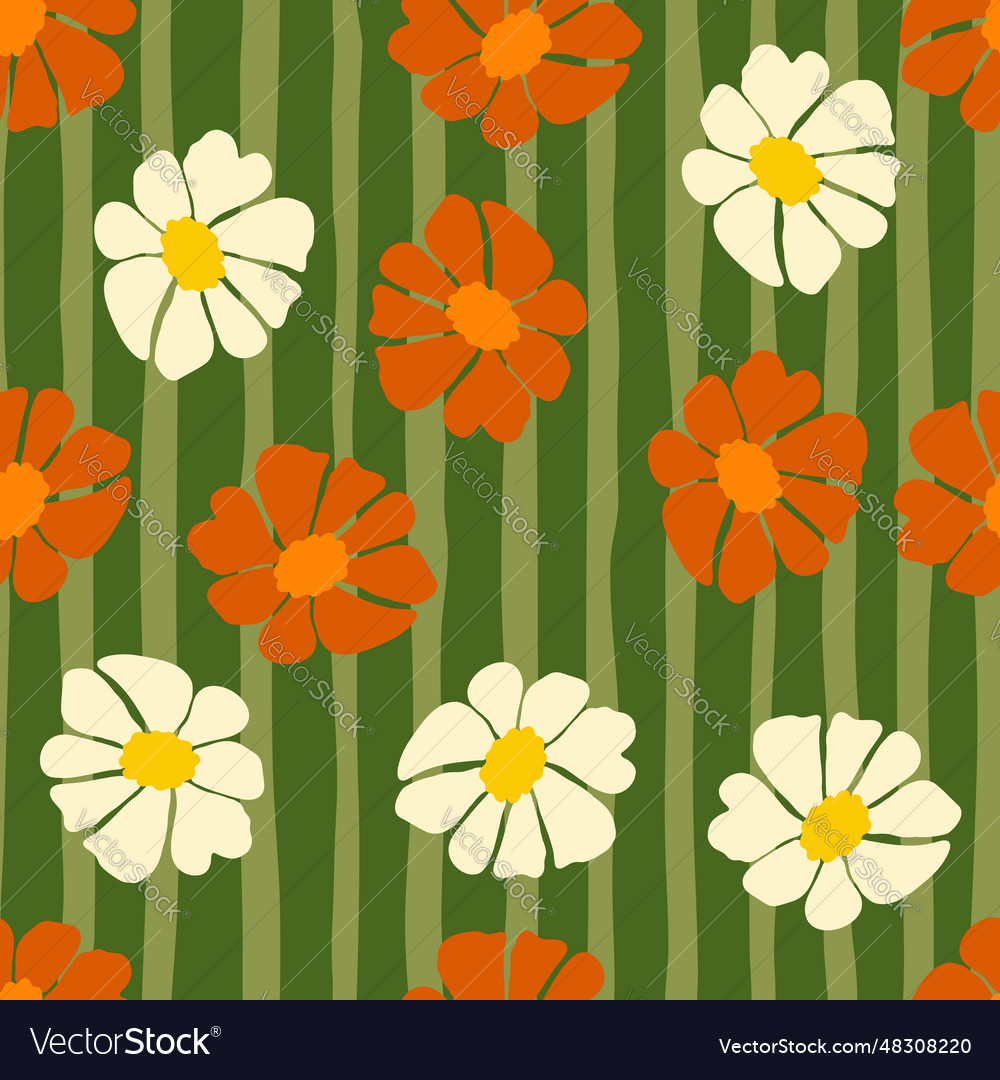 Retro Groovy Flowers Seamless Pattern Vintage Vector Image 5908