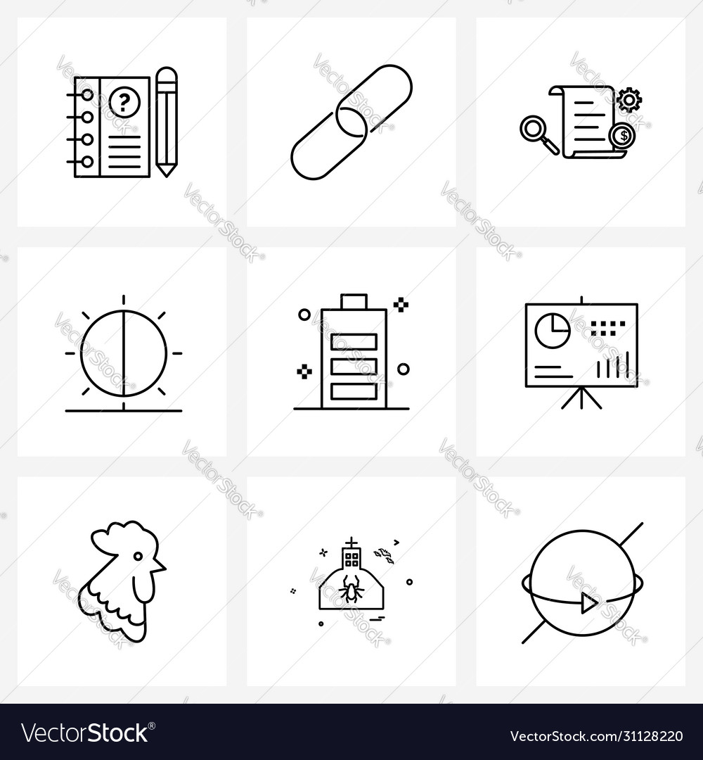 Set 9 universal line icons interaction