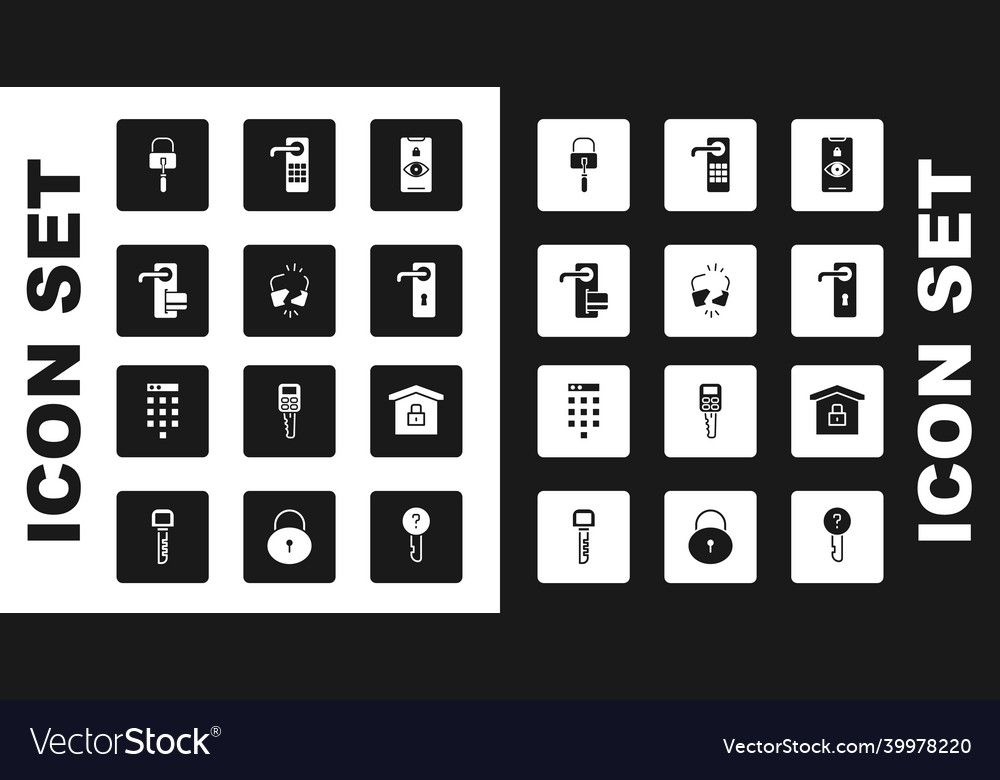 Set eye scan broken or cracked lock digital door vector image Set eye scan broken or cracked lock digital door