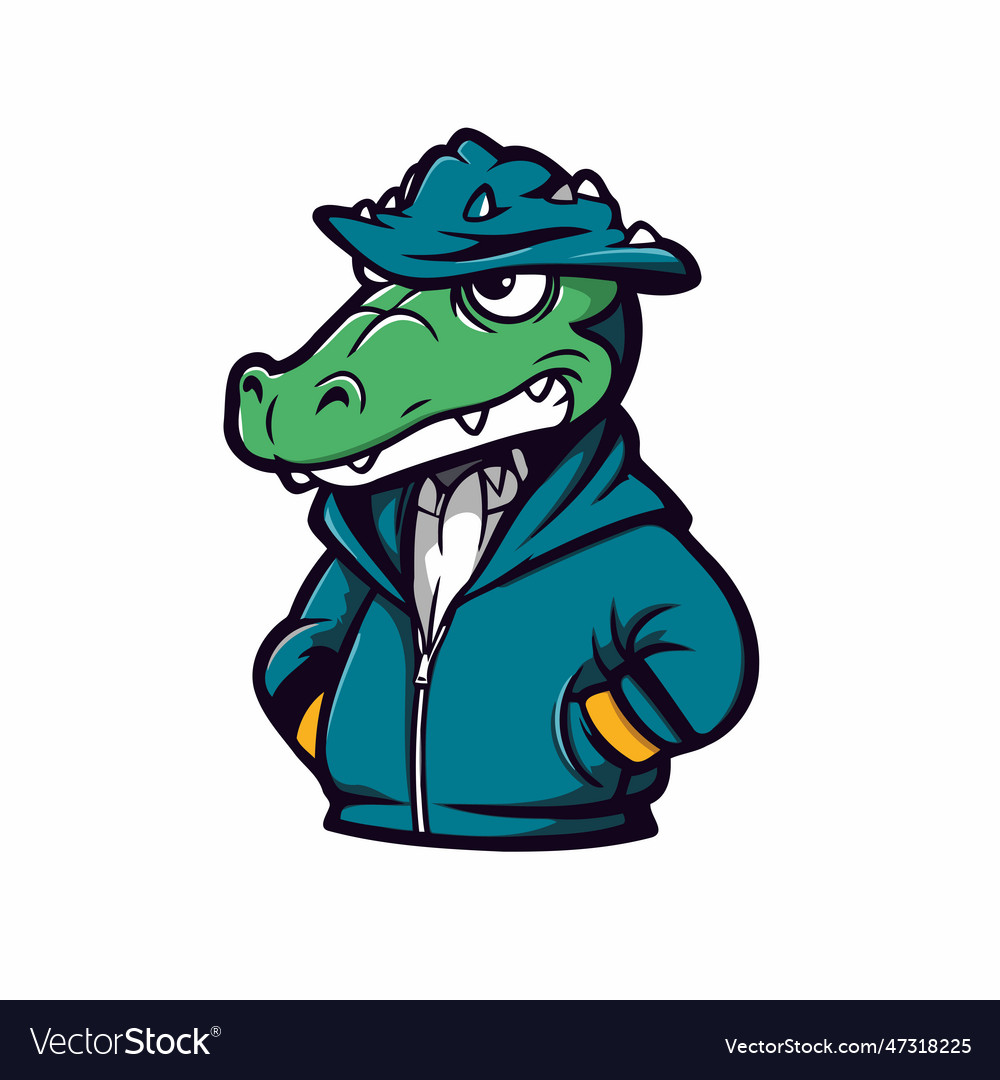 A crocodile in blue jacket with hat Royalty Free Vector