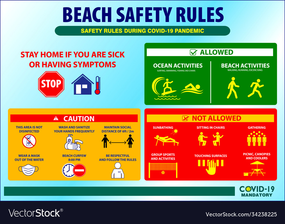 Beach Safety Rules Poster Or Public Health Vector Image