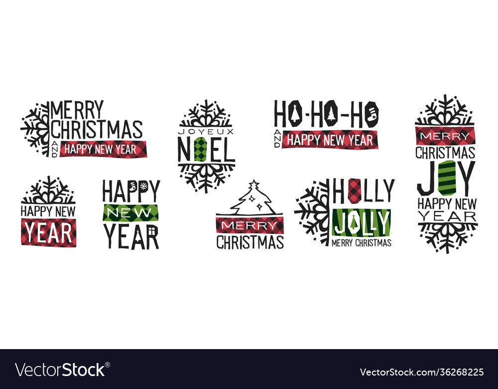 Christmas elements holiday labels borders badges vector image Christmas elements holiday labels borders badges