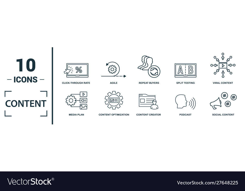 Content icon set include creative elements cms vector image Content icon set include creative elements cms