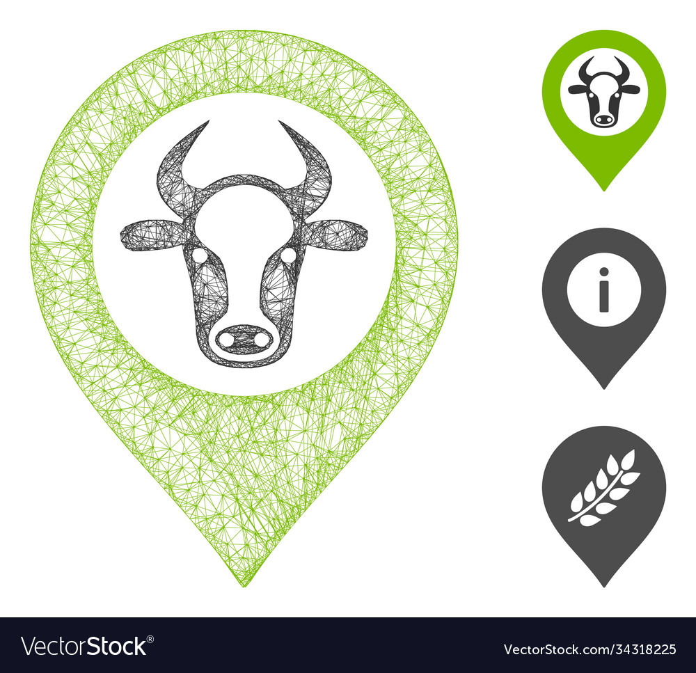 Cow map marker polygonal web mesh vector image Cow map marker polygonal web mesh