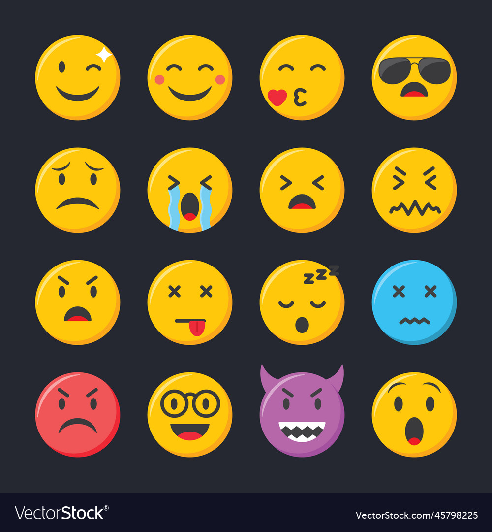 Emoji icons set emoticons collection